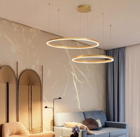 2023 Modern Led Chandelier Home Lighting Brushed Rings Ceiling Mounted Chandelier Lighting Hanging Lamp Gold&Coffee color