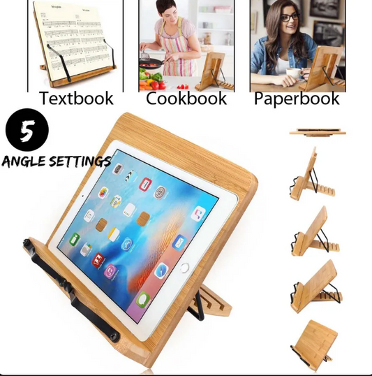Portable Adjustable Book Holder Tray and Page Paper Clips-Cookbook Reading Desk Sturdy Bookstand-Textbooks Lightweight Bookstand